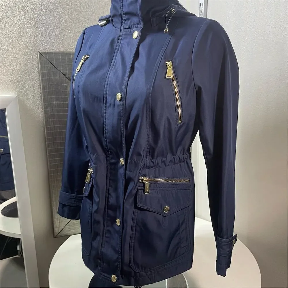 COPY - Michael Kors Women's Petite Anorak Jacket Navy Gold Accents Size S